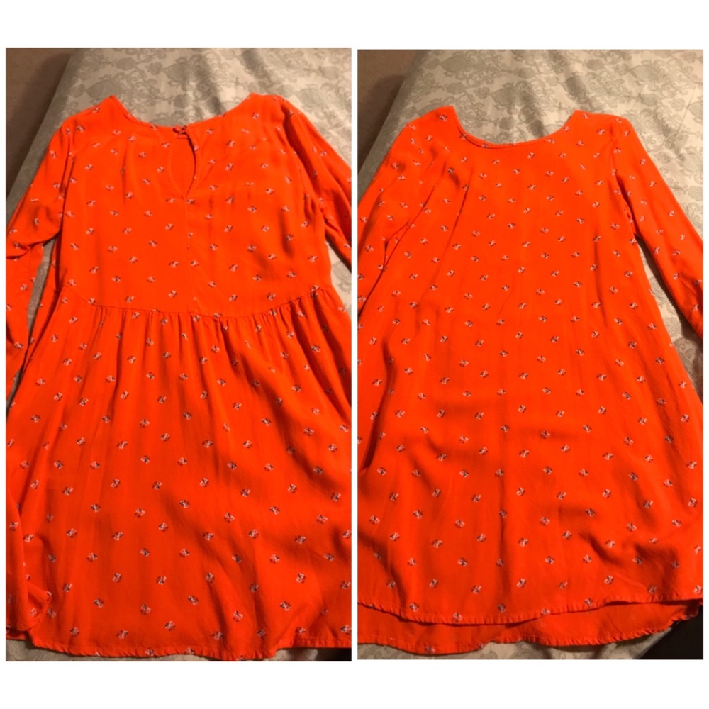 Red floral long sleeve dress